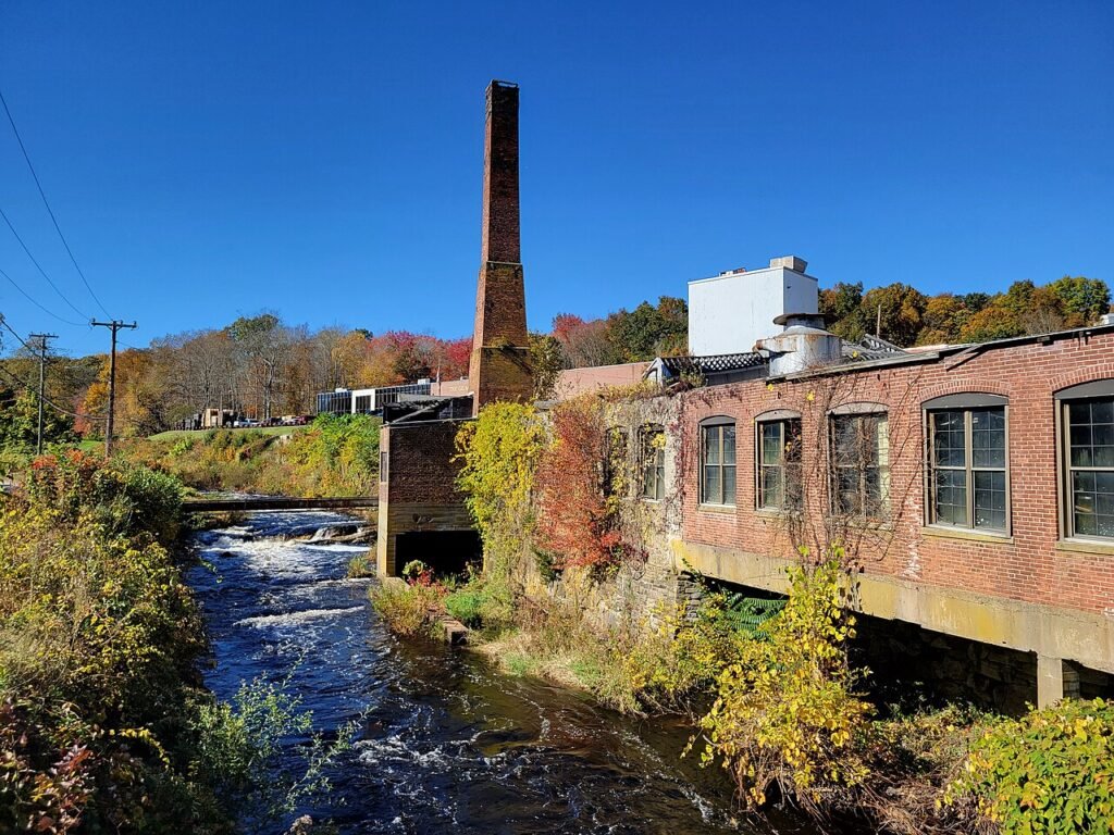 Gilman Brothers Company old building along the Yantic River in Gilman, Bozrah, Connecticut