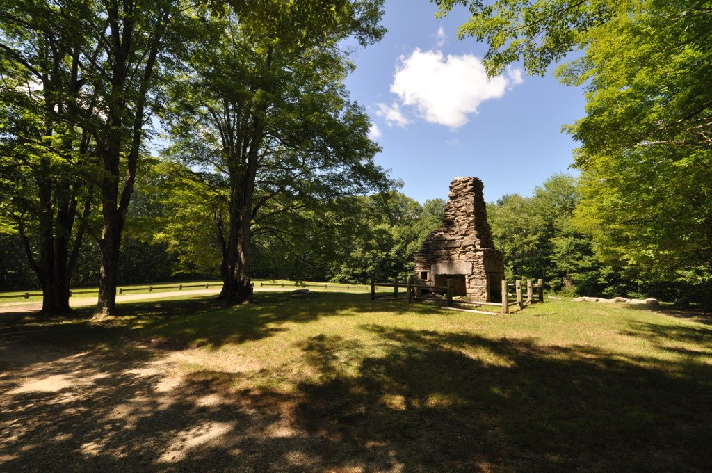 Remains of the Gen. Nathaniel Lyon birthplace in Natchaug State Forest, Eastford, Connecticut