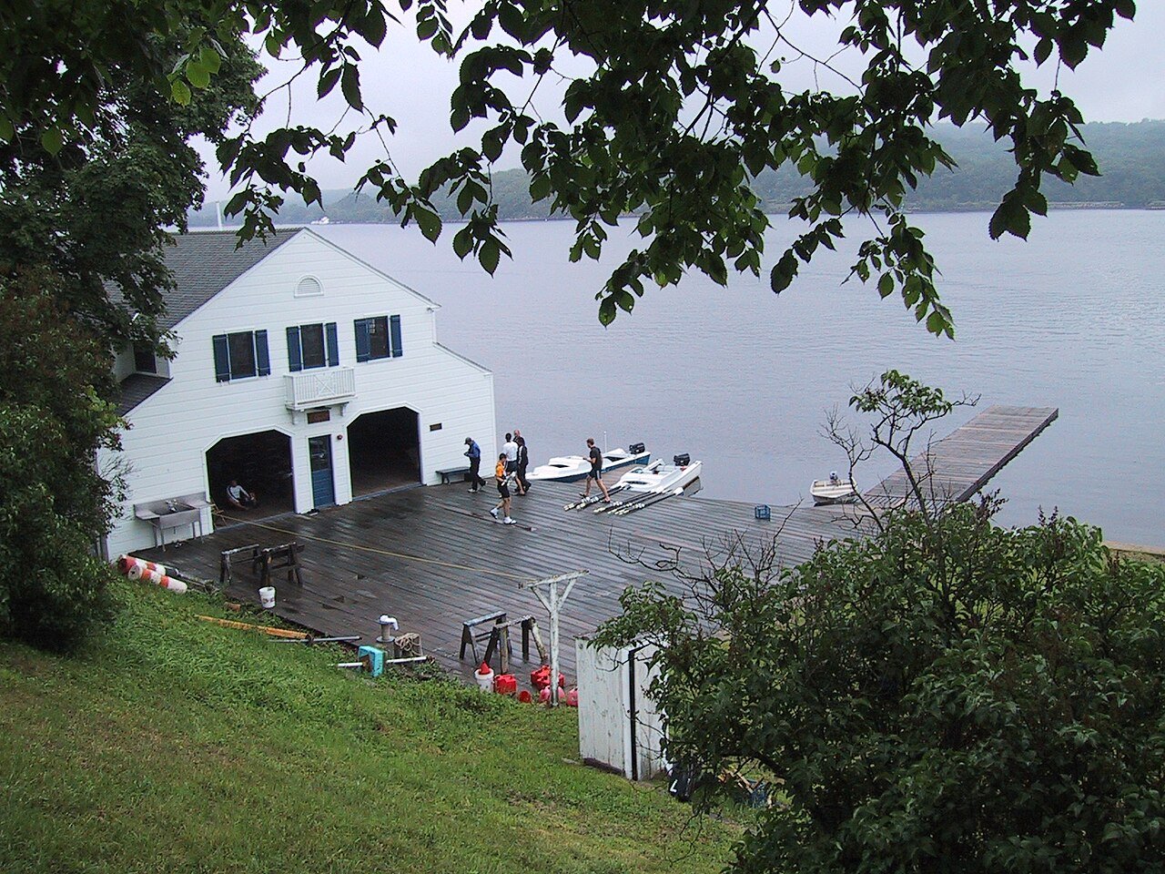 Boathouse and Dock on the Thames River in Gales Ferry, CT